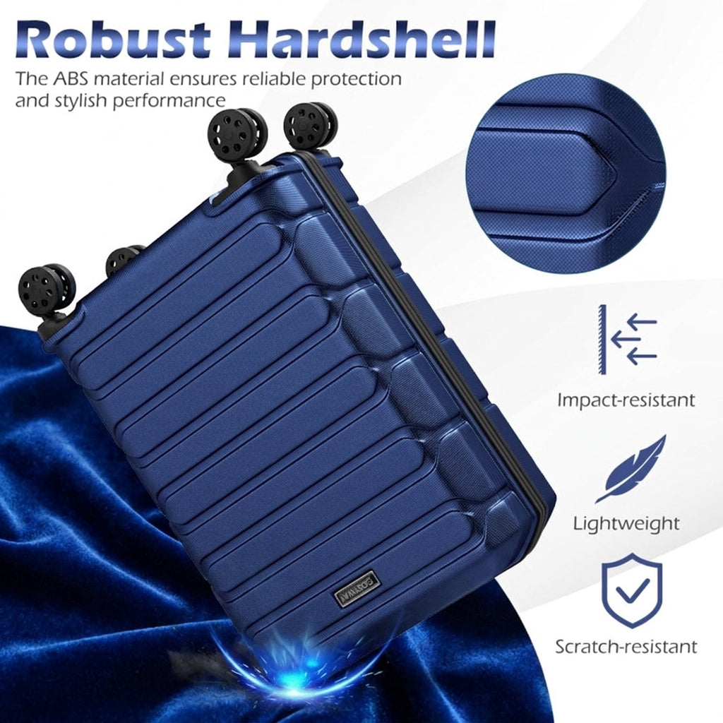 Biotree 3 Piece Hardside Luggage Set Lightweight Hardside Suitcases with 8 Spinner Wheels, Navy