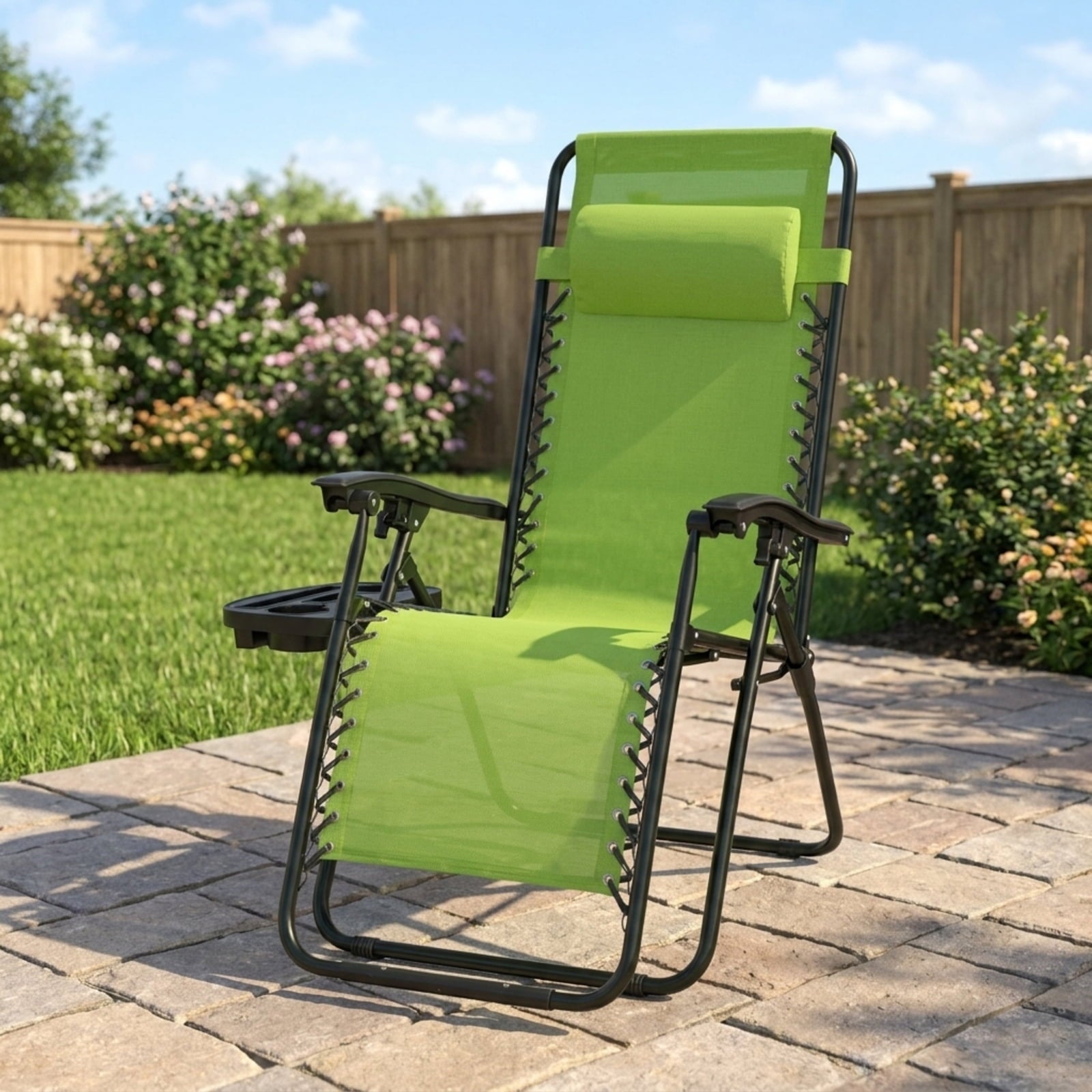Biotree 2 Pieces Folding Lounge Chair with Zero Gravity Stackable Patio Chair for Garden BackyardGreen