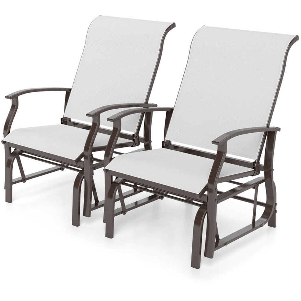 Biotree Outdoor Glider Chairs Set of 2 with Ergonomic Backrest and Seat Stackable Patio Chair for Garden BackyardBeige