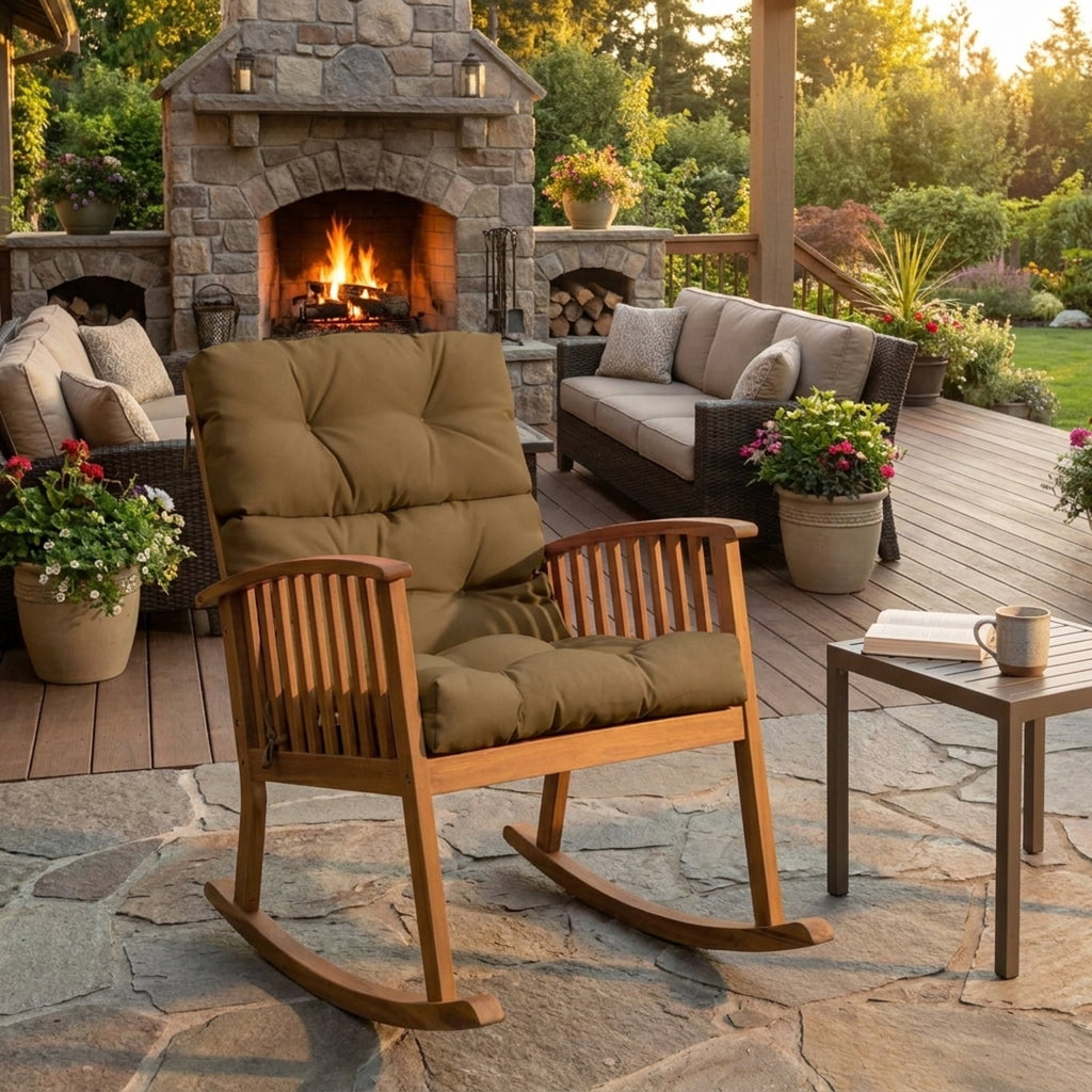Biotree 22 X 44 Inch Tufted Outdoor Patio Chair Seating Pad Comfortable Patio Chair Cushion PadBrown