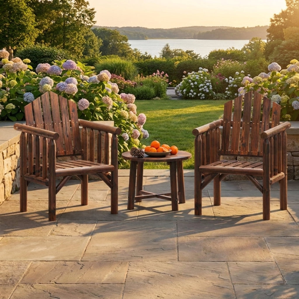 Biotree Outdoor Wood Armchair Wooden Patio Dining Chair with Armrests Stackable Patio Chair for Garden BackyardBrown