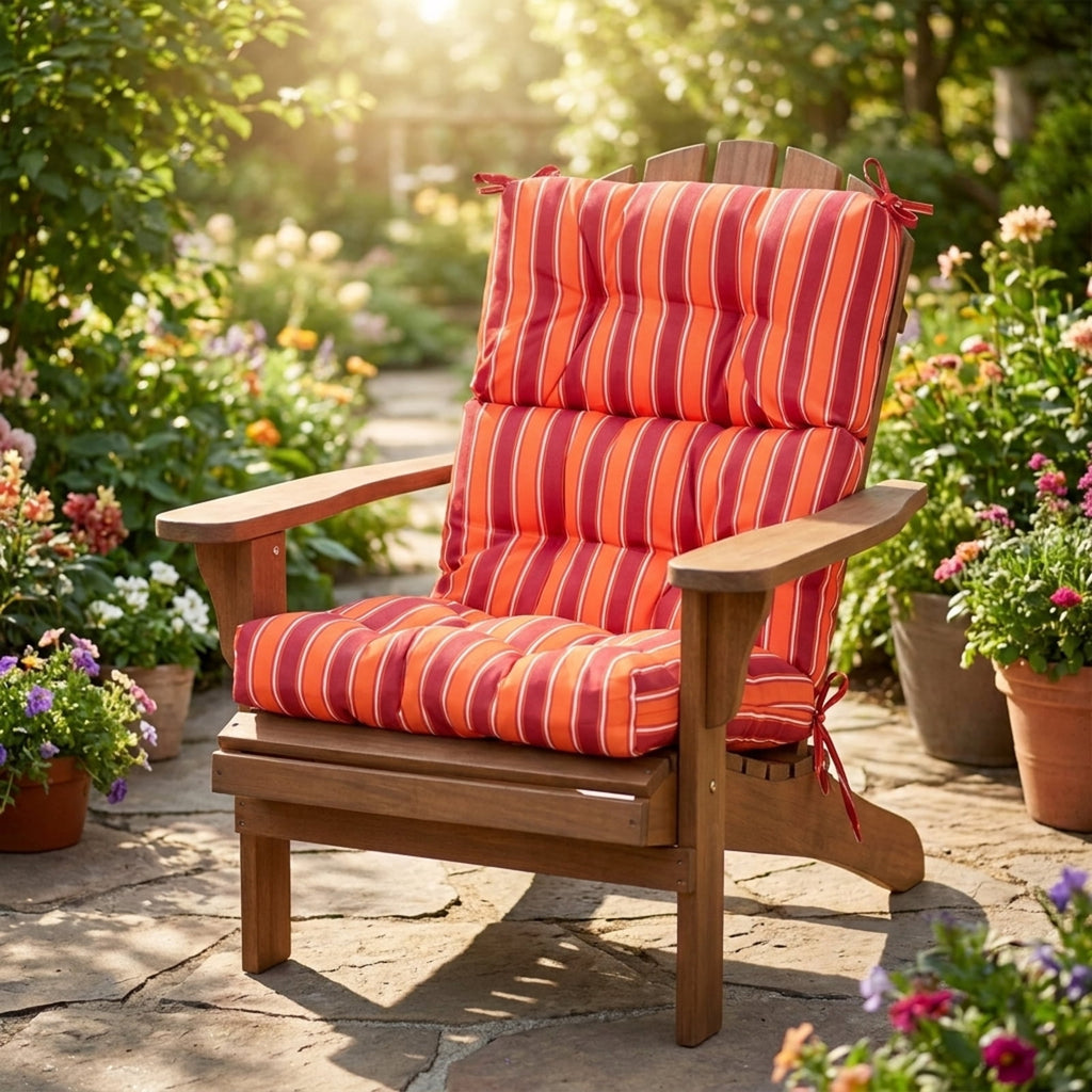 Biotree 22 X 44 Inch Tufted Outdoor Patio Chair Seating Pad Comfortable Patio Chair Cushion PadRed