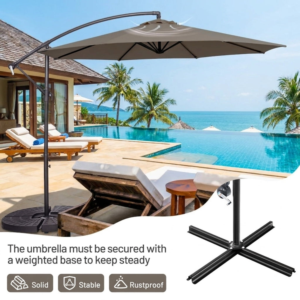 Biotree 10 ft Cantilever Offset Patio Umbrella 8-Rib Outdoor Shade - Brown - UV Protection with Cross Base