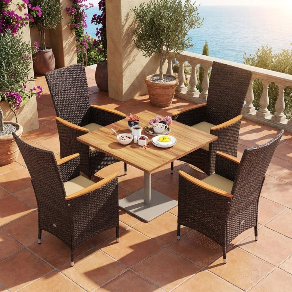 Biotree Patio Rattan Chairs Set of 2 Outdoor Wicker Dining Chairs with High Backrest Stackable Patio Chair for Garden BackyardBeige