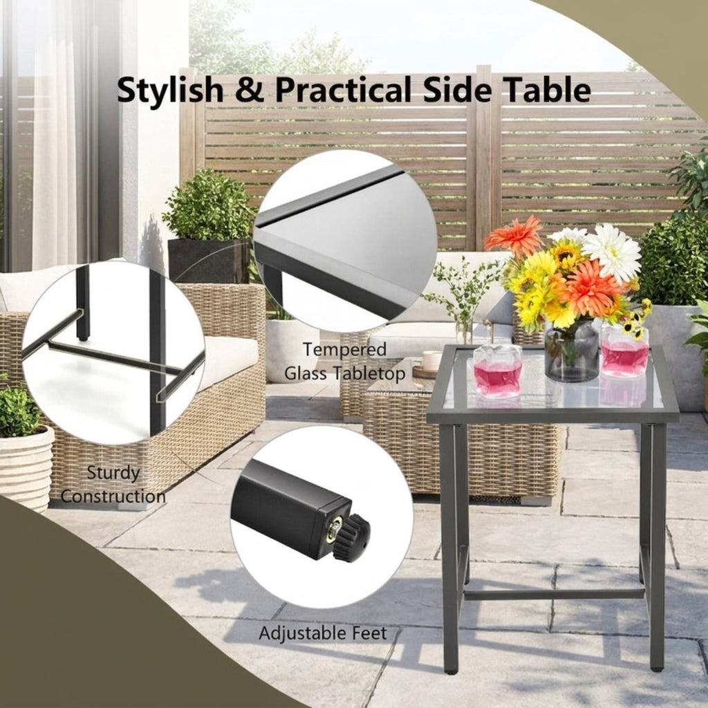 Biotree 3 Pieces Patio Rattan Rocking Furniture Set Outdoor Conversation Set for Garden Backyard PorchGray