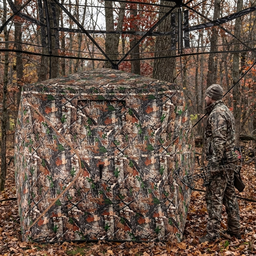 Biotree 270 Degree See-Through Ground Hunting Blind for 3-4 People with Carry Bag for Deer and Turkey