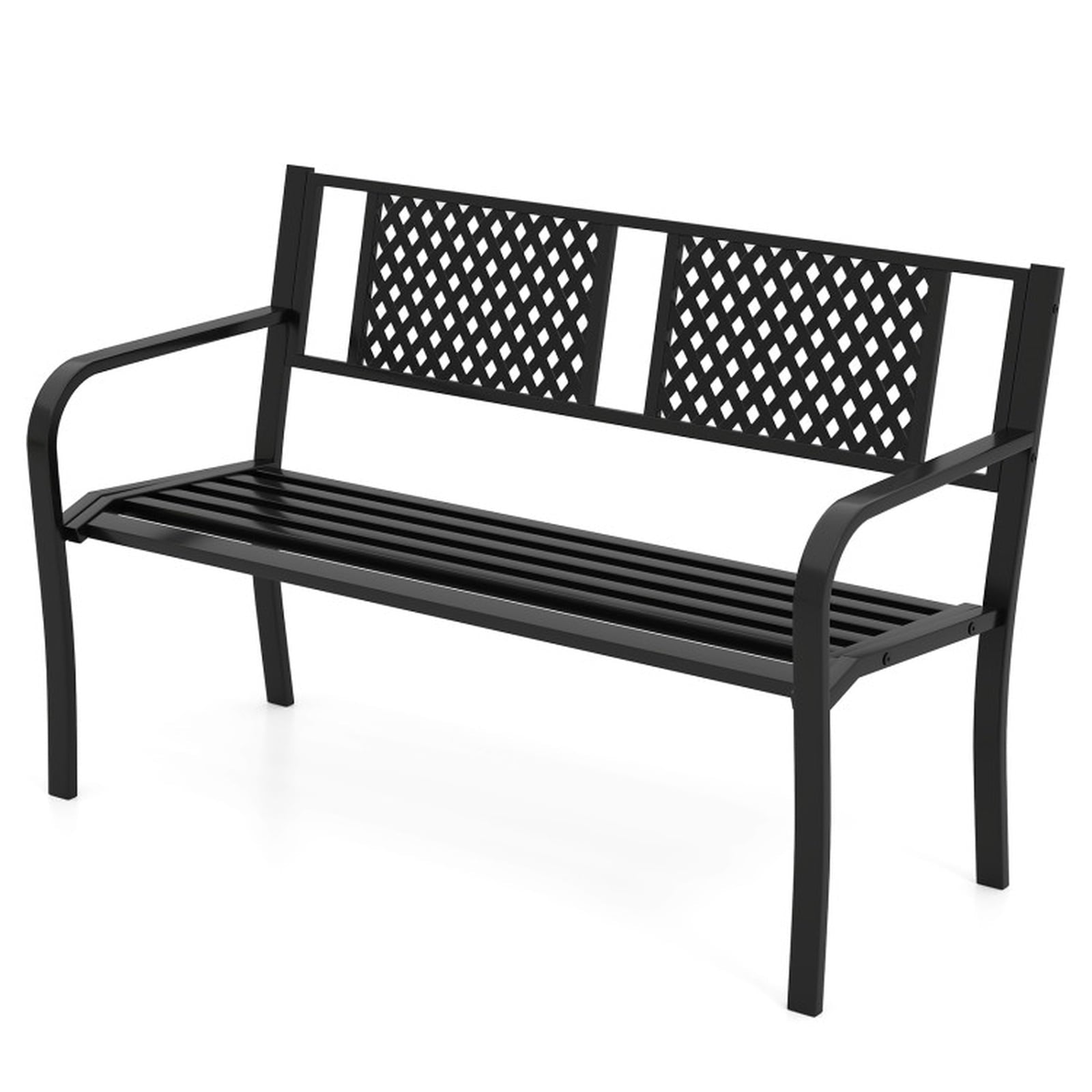 Biotree Outdoor Bench Metal Loveseat Patio Bench for 2-3-Person Stackable Patio Chair for Garden BackyardBlack