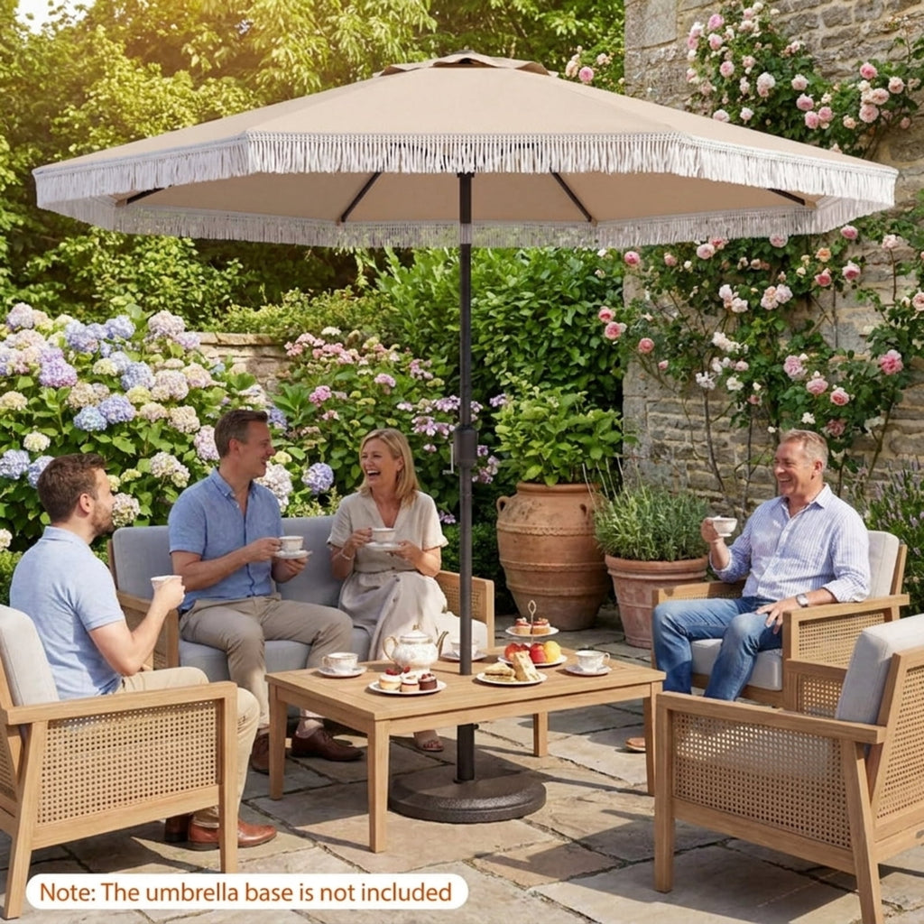 Biotree 9 FT Patio Umbrella, Patio Umbrella with Sun-Protective Canopy for Patio Garden Pool for Patio Garden Backyard Pool, Beige