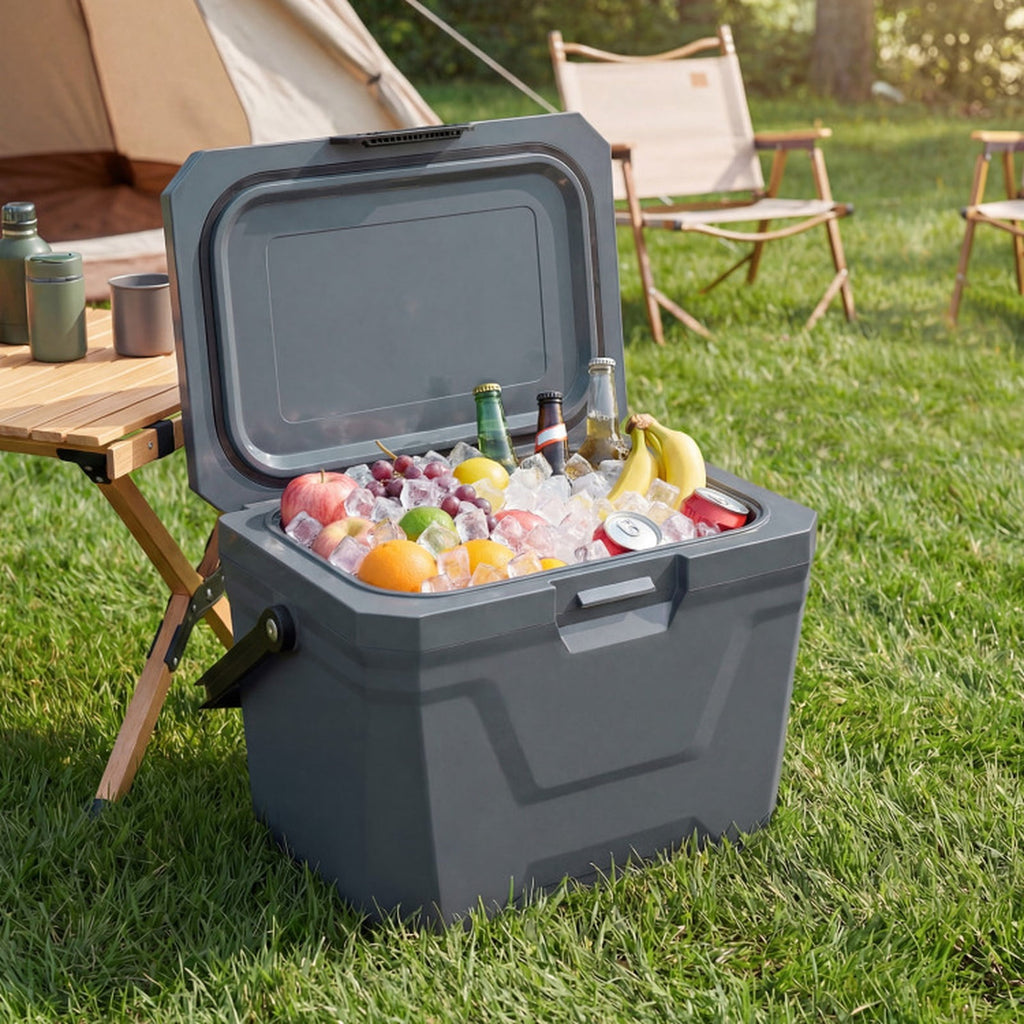 Biotree 21 Qt Insulated Portable Cooler Hard Shell Ice Chest with 2 Cup Holders, Gray