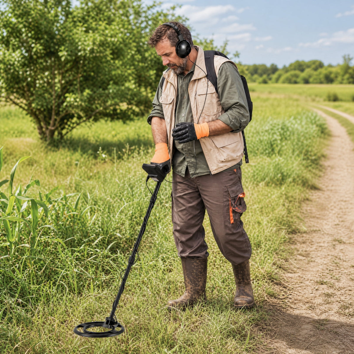 Biotree Metal Detector with Backlit LCD, 4 Detection Modes, 10-Inch Detection Depth, Waterproof 9.5-Inch Coil and Accessories, Black