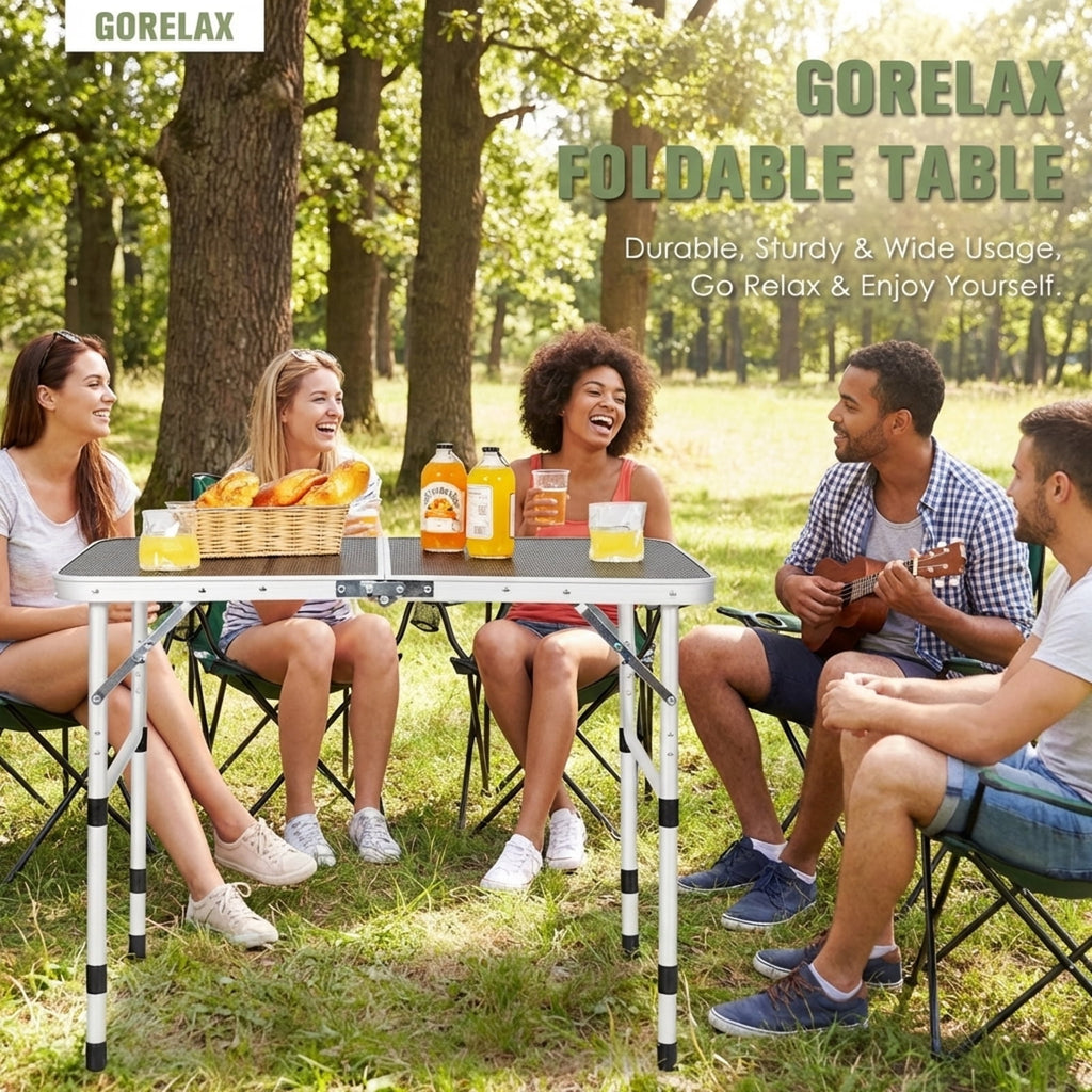 Biotree Aluminum Grill Table with Iron Mesh Top Portable Folding Outdoor Camp Kitchen Table for BBQ Cooking, Silver