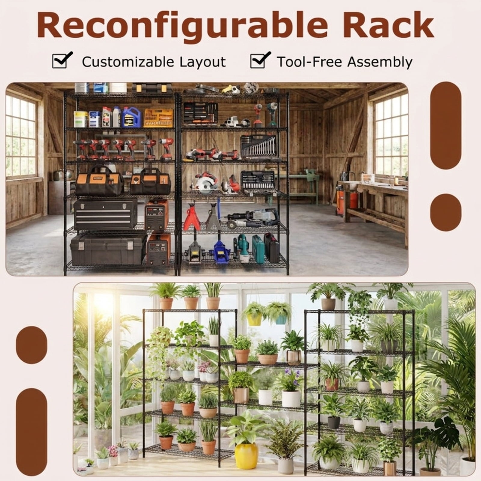 Biotree 6-Tier Metal Storage Shelving Unit 4800 lbs V-Shaped Wire Rack Garage - Black