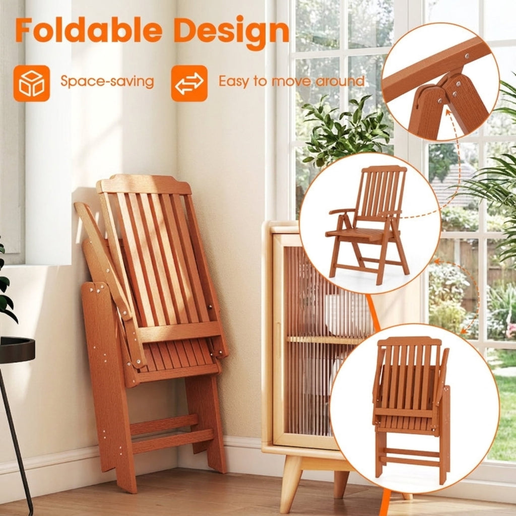 Biotree Foldable Patio Chair All-Weather HDPE Outdoor Dining Chair with Armrest Stackable Patio Chair for Garden BackyardBrown