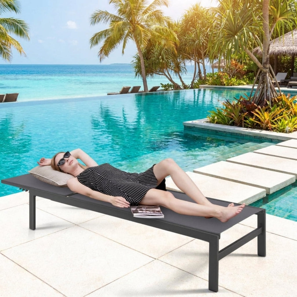 Biotree 6-Position Chaise Lounge Chairs with Rustproof Aluminium Frame Stackable Patio Chair for Garden BackyardGray