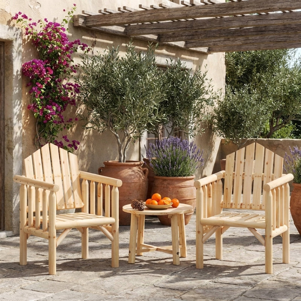 Biotree Outdoor Wood Armchair Wooden Patio Dining Chair with Armrests Stackable Patio Chair for Garden BackyardNatural