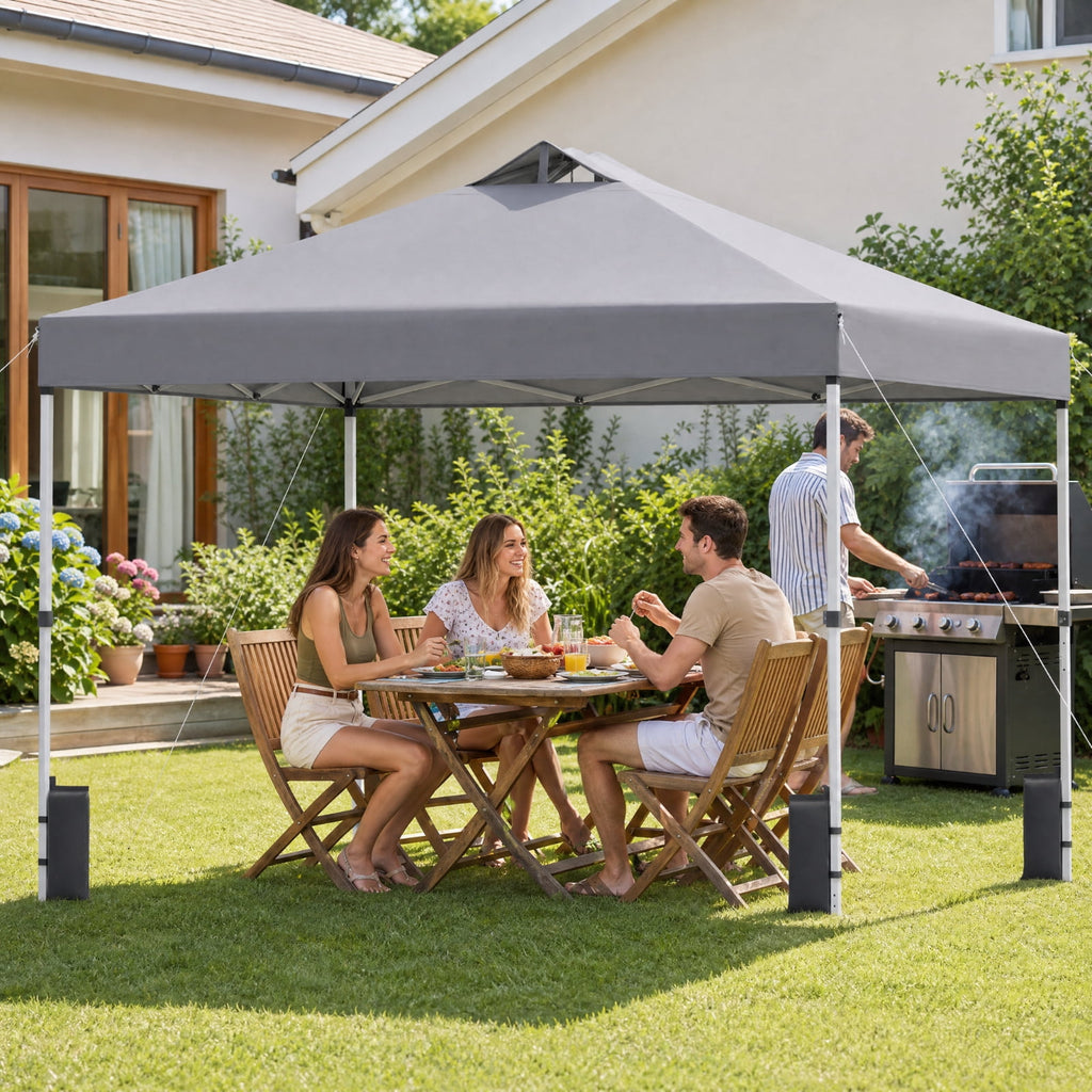 Biotree 10 x 10 Ft Pop Up Canopy Tent, 100 Sq Ft UPF 50+ Vented Shelter with Adjustable Height and Roller Bag for Outdoor Events, Gray