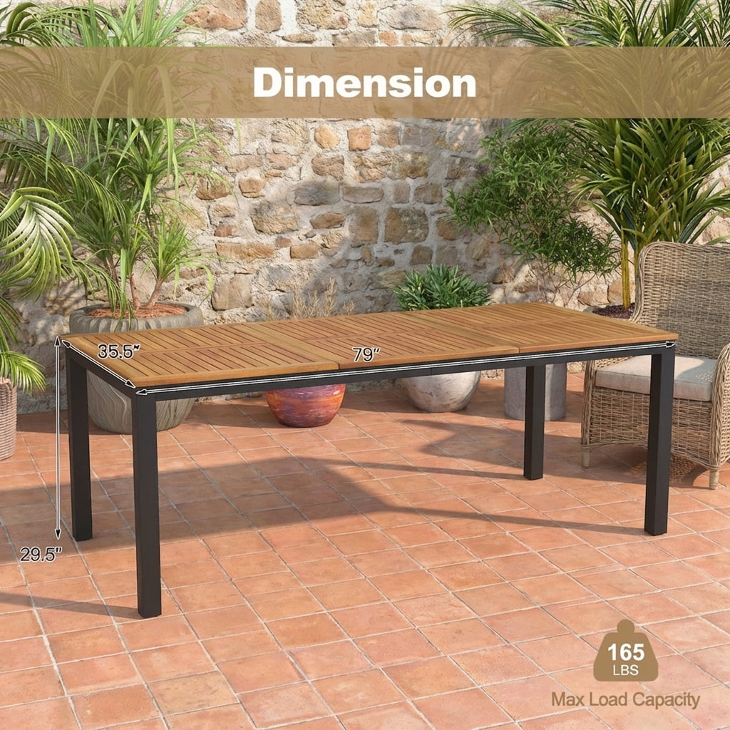 Biotree 79 In Acacia Wood Dining Table for 8 with Umbrella Hole