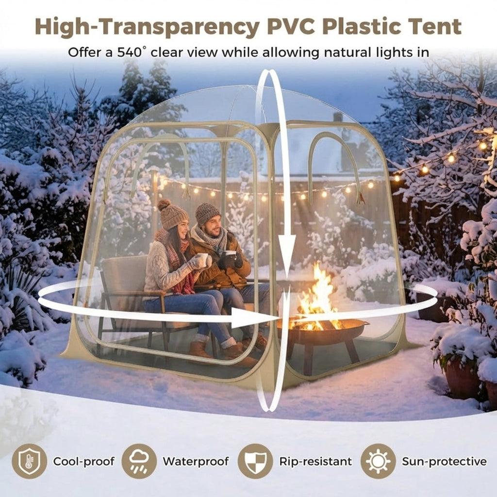 Biotree 7 x 7 FT Pop Up Clear Bubble Tent All-Weather Waterproof Pod with Sealed Floor for Sports Viewing Camping, Clear