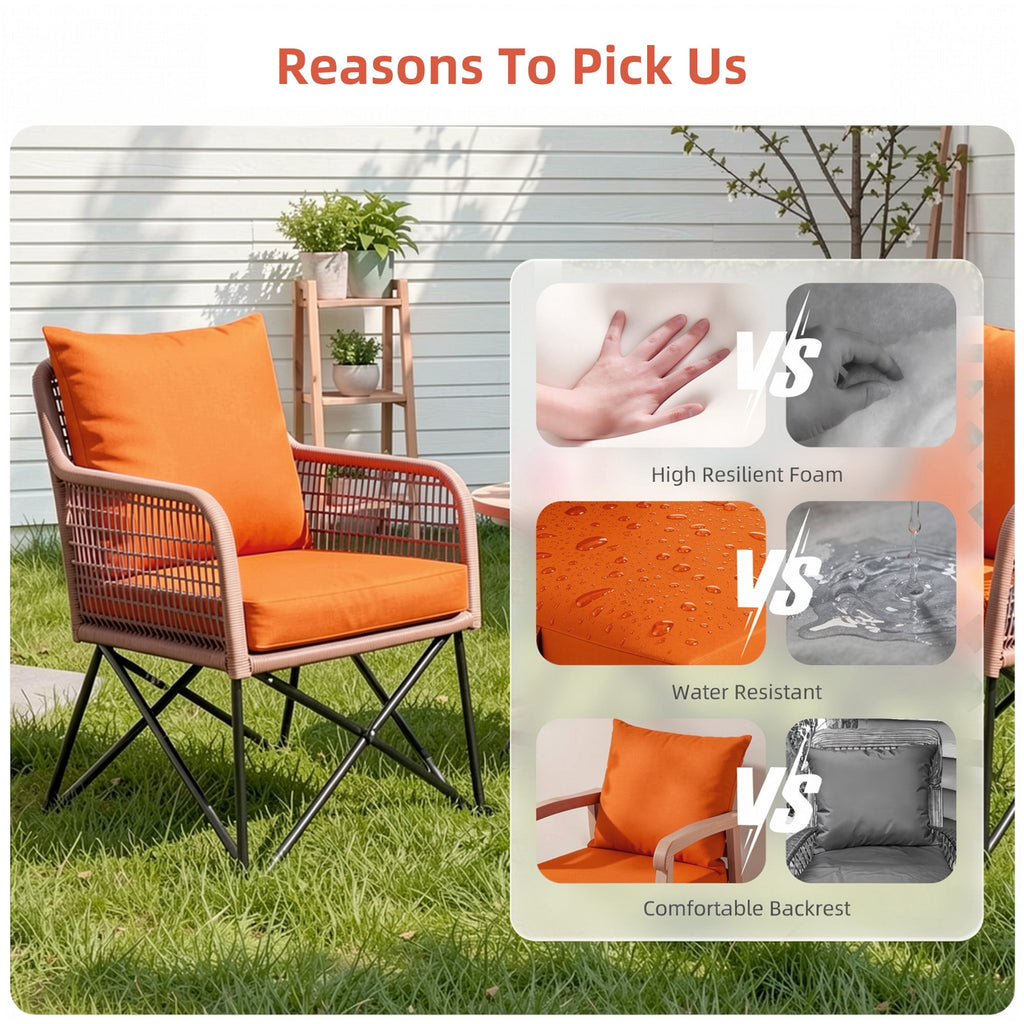 Biotree Outdoor Seat Cushions for Chairs,Waterproof Fade-Resistant Patio Furniture Replacement Cushions with Removable Cover,Orange