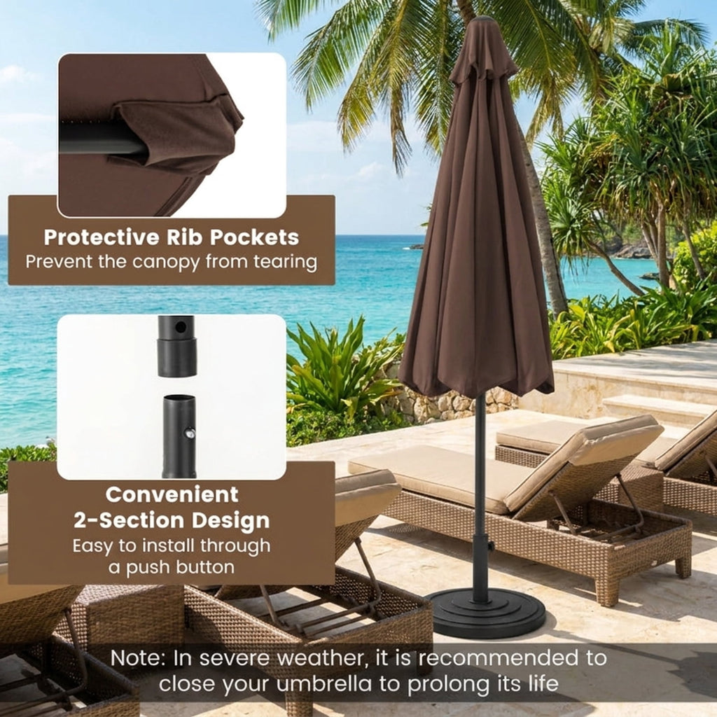 Biotree 8.5 ft Market Patio Umbrella with Crank and Tilt, 8 Sturdy Ribs, Vented Canopy - Beige for Backyard