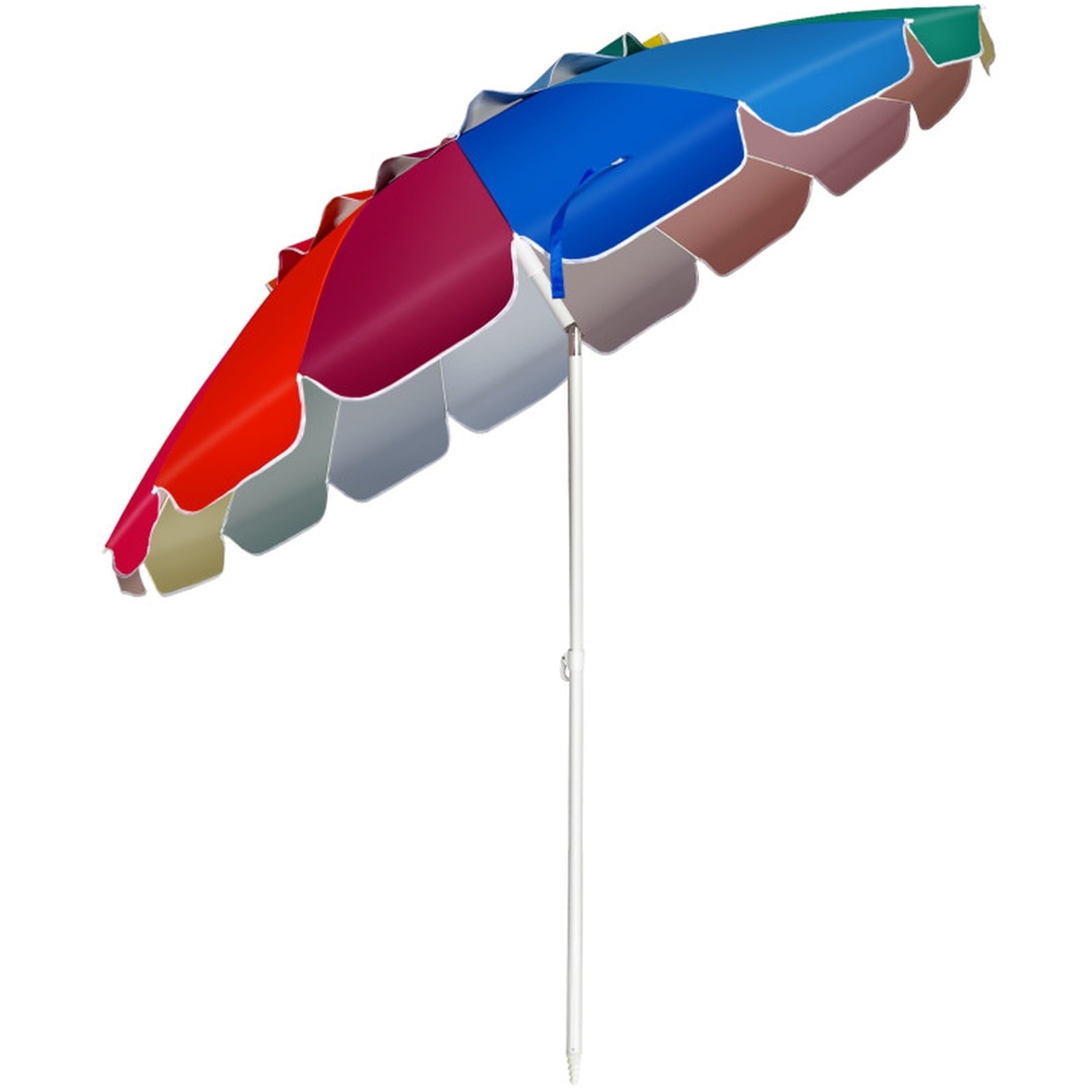 Biotree 8.0 ft Portable Beach Umbrella with Carrying Bag, 16 Ribs, Sand Tilt Mechanism - Multicolor for Backyard