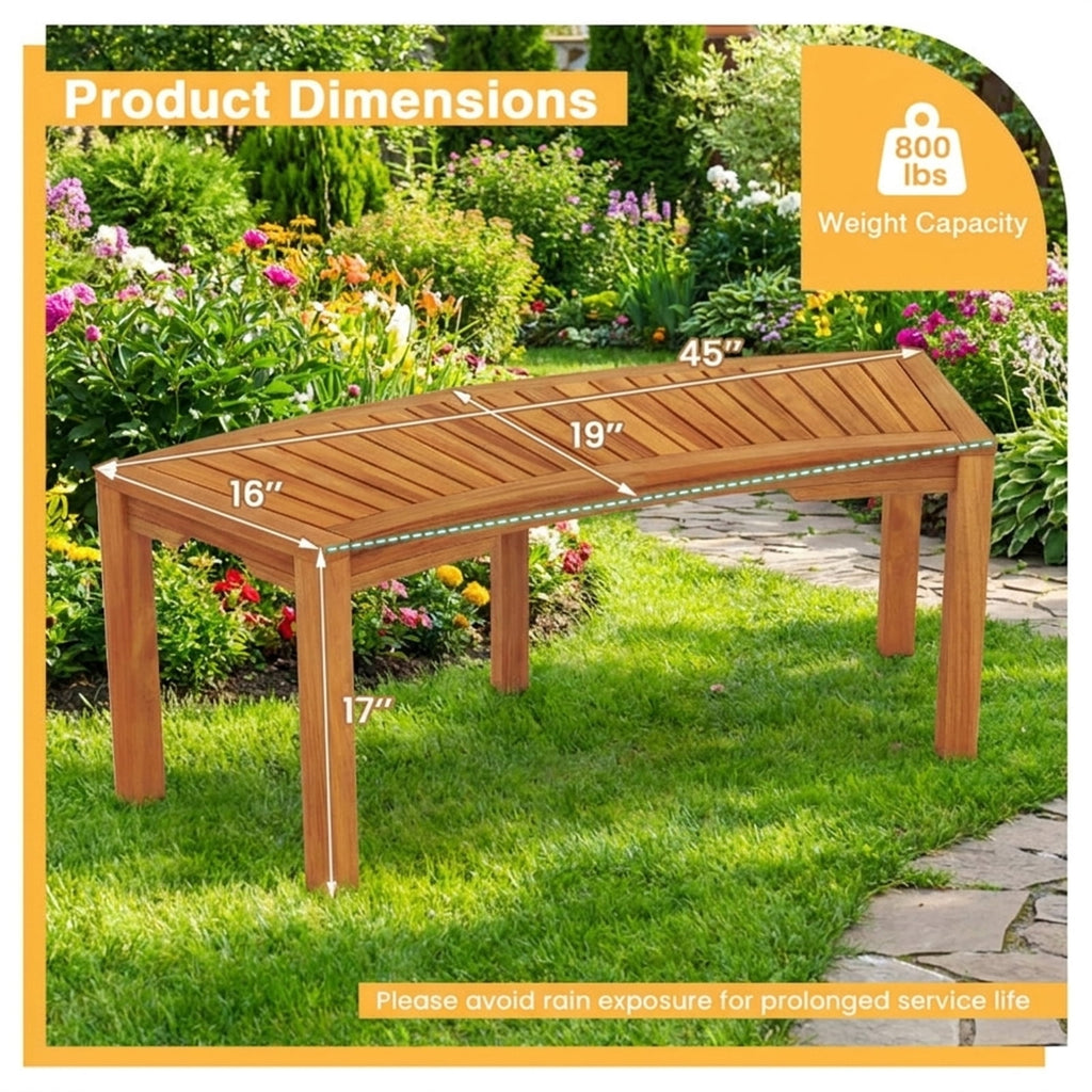 Biotree Set of 2 Outdoor Bench Acacia Wood Curved Garden Bench 2-Person Stackable Patio Chair for Garden BackyardNatural