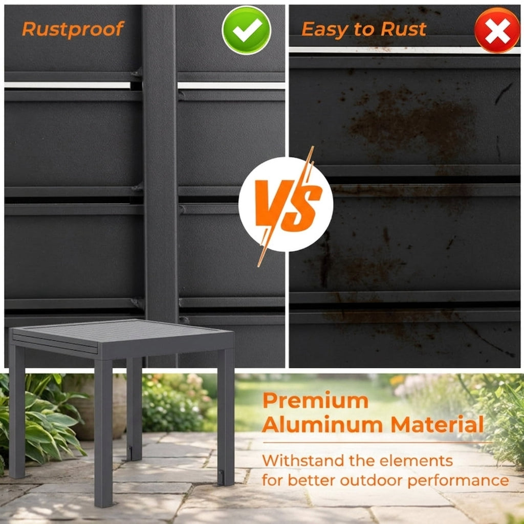 Biotree Expandable Patio Dining Table for 4-6 People, Gray
