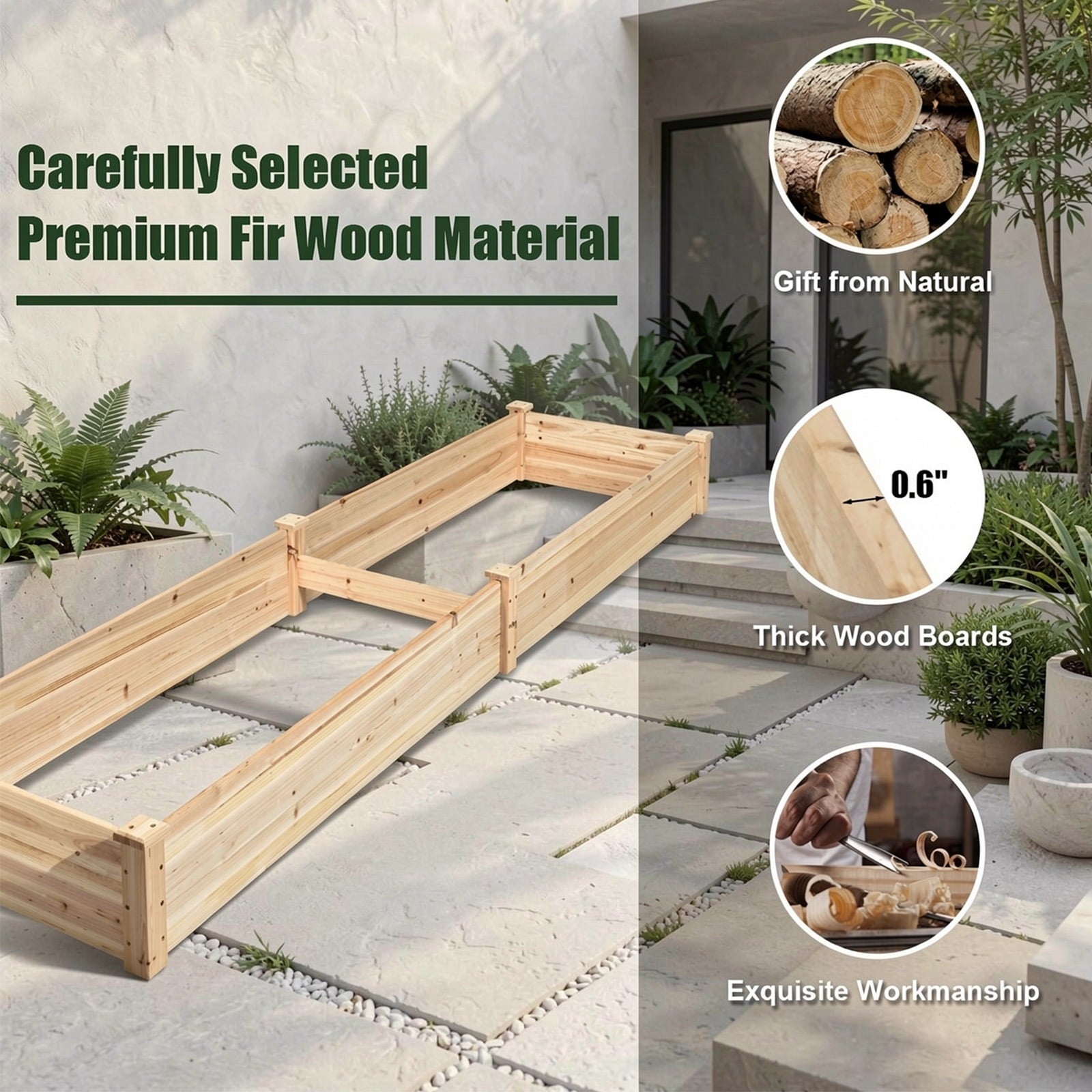 Biotree Wooden Vegetable Raised Garden Bed for Backyard Patio Balcony Outdoor Herbs Vegetables Flowers