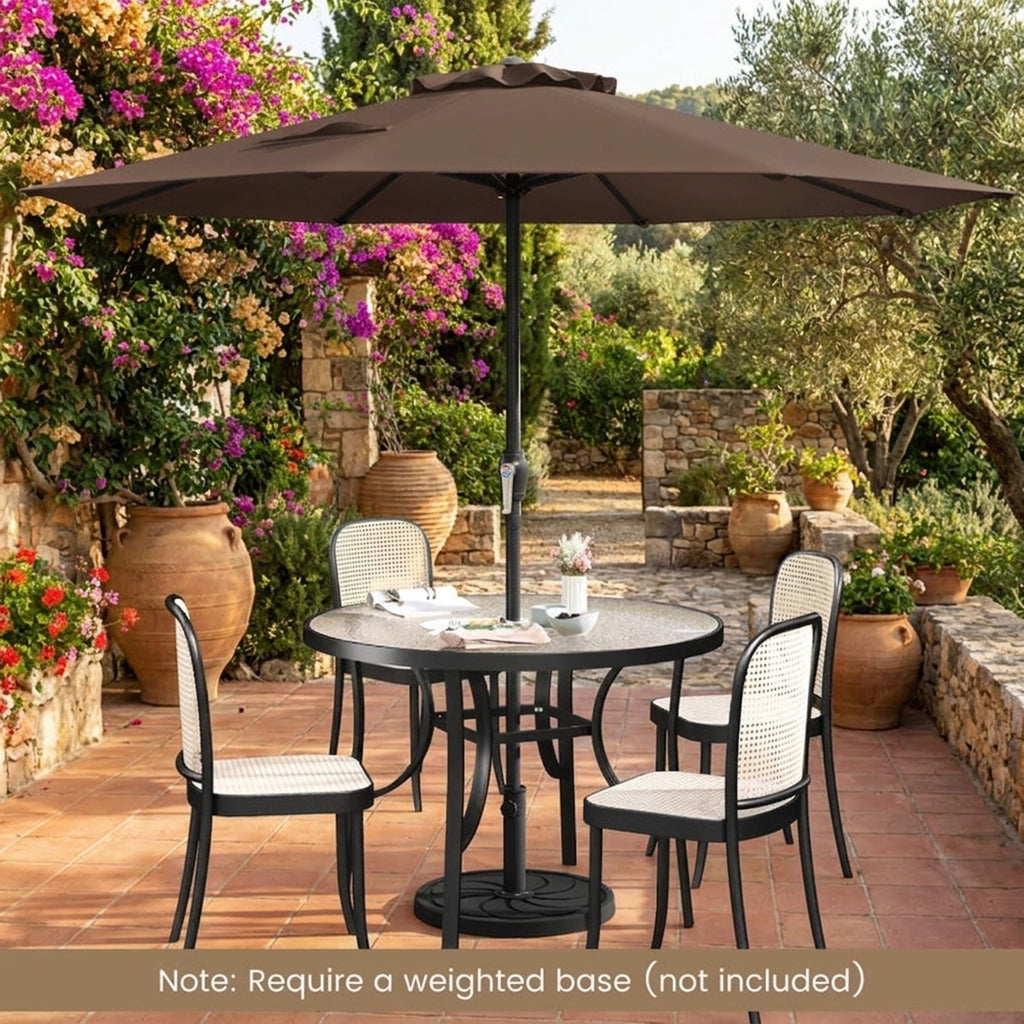 Biotree 8.5 ft Market Patio Umbrella with Crank and Tilt, 8 Sturdy Ribs, Vented Canopy - Beige for Backyard
