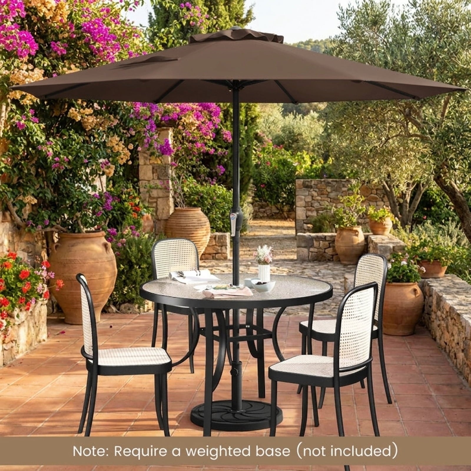 Biotree 8.5 ft Market Patio Umbrella with Crank and Tilt, 8 Sturdy Ribs, Vented Canopy - Beige for Backyard