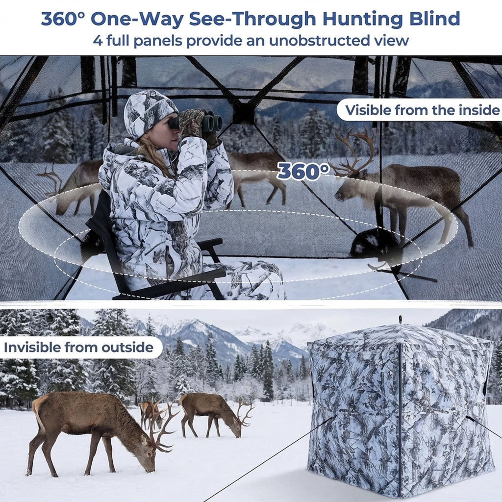 Biotree 360 Degree See-Through Ground Hunting Blind for 2-3 People with Carry Bag for Deer and Turkey