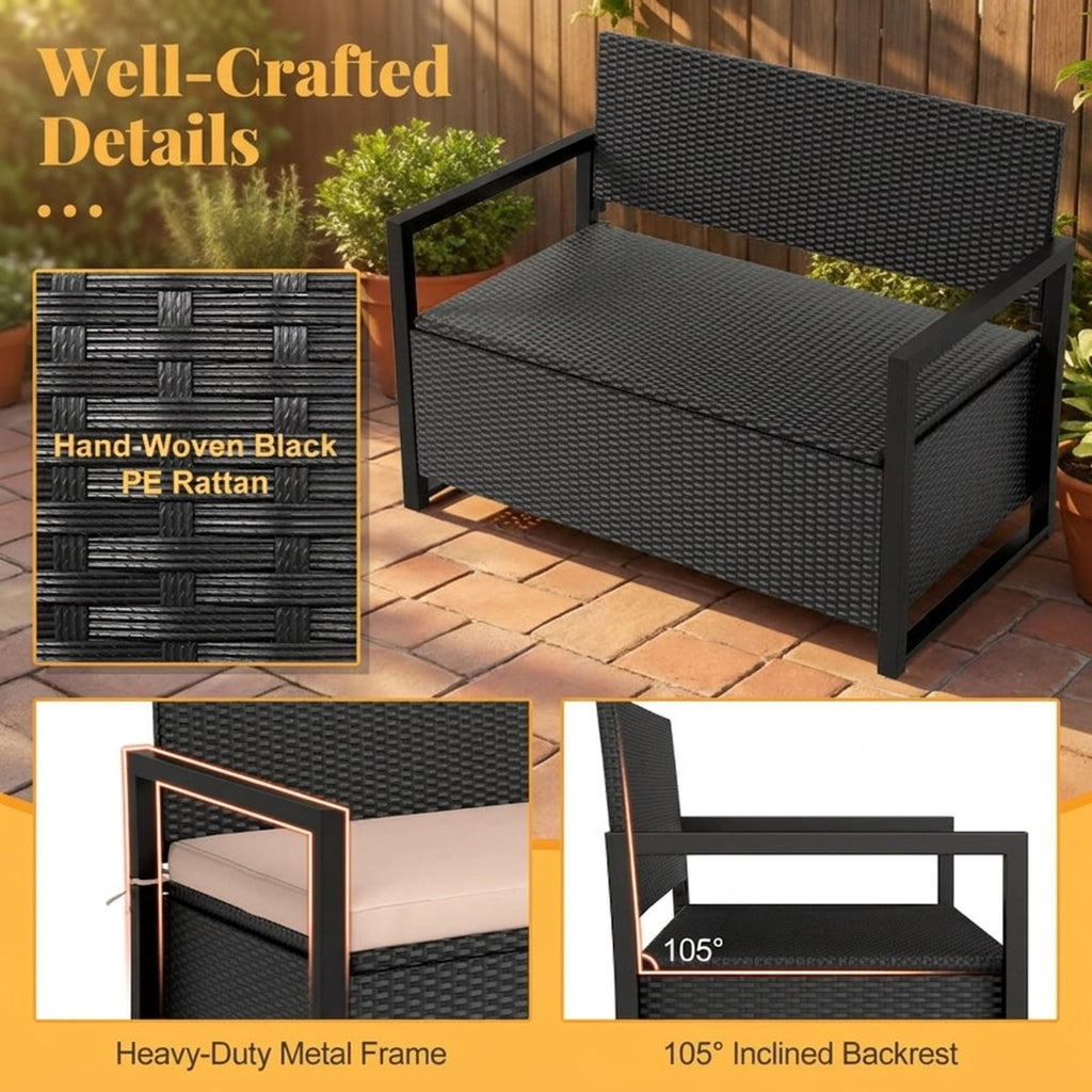 Biotree Patio Storage Bench Outdoor Waterproof for Patio Deck Garden Cushions, Brown