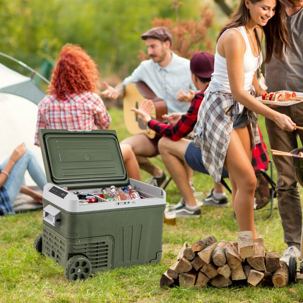 Biotree 12 Volt Car Refrigerator 35 Qt Portable Car Fridge with Adjustable Range, Green