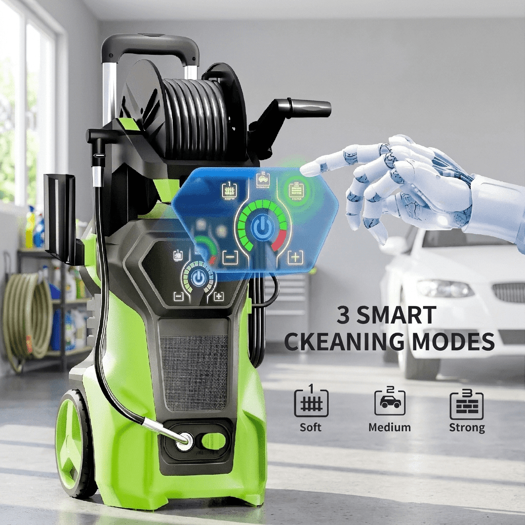 Biotree 5000 PSI Electric Pressure Washer 3.2 GPM Power Washer with Adjustable Pressure Control Panel ,Foam Cannon, 4 Spray Nozzles for Car Driveway Patio Home Cleaning, Orange, Green