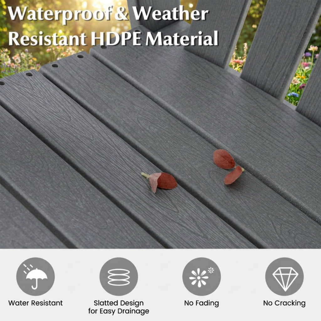 Biotree HDPE Patio Chair with Armrest and Footrest for Indoor Outdoor Stackable Patio Chair for Garden BackyardGray