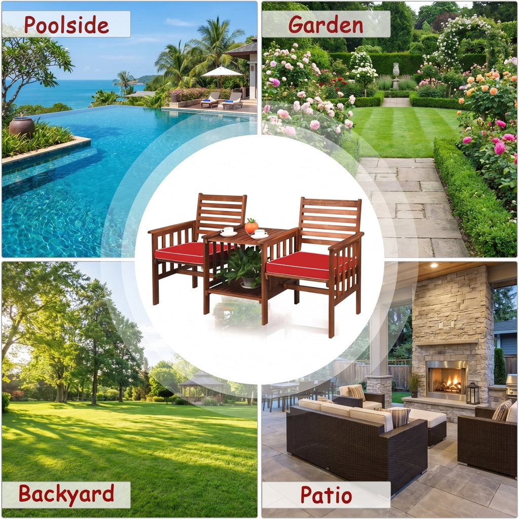 Biotree Acacia Wood Outdoor Garden Bench Set of 1/2 with Slatted Seat and 800 Lbs Capacity-Set of 1Natural