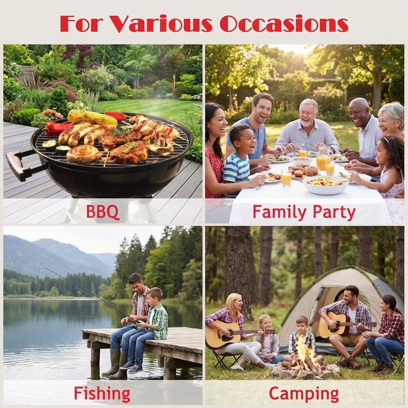 Biotree Folding Camping Table with Storage Organizer, Black