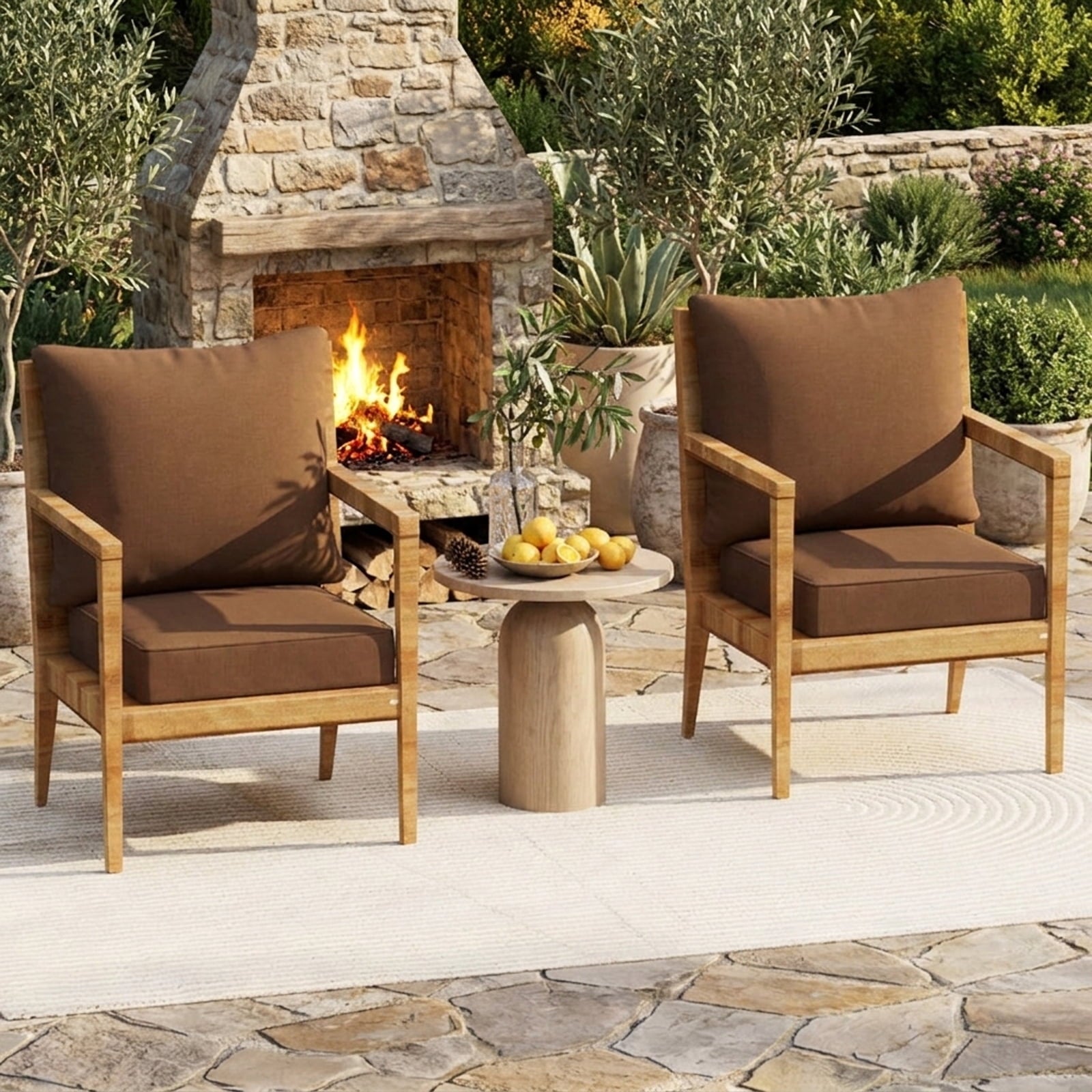 Biotree Deep Seat Chair Cushion Pads Set with Rope Belts for Indoor and Outdoor Comfortable Patio Chair Cushion PadBrown