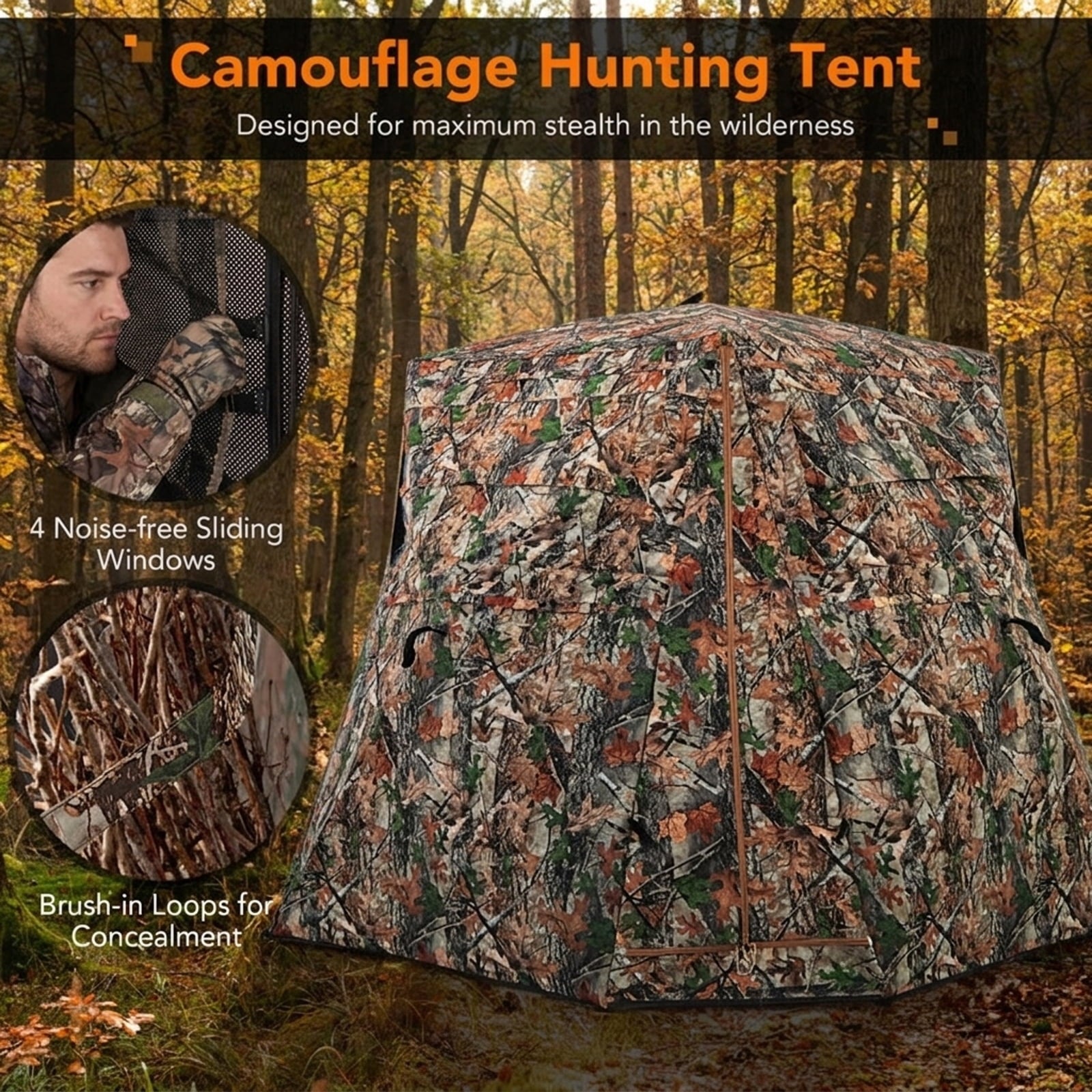 Biotree 360¡ã One Way See Through Ground Hunting Blind for Deer and Turkey Hunting, Camouflage