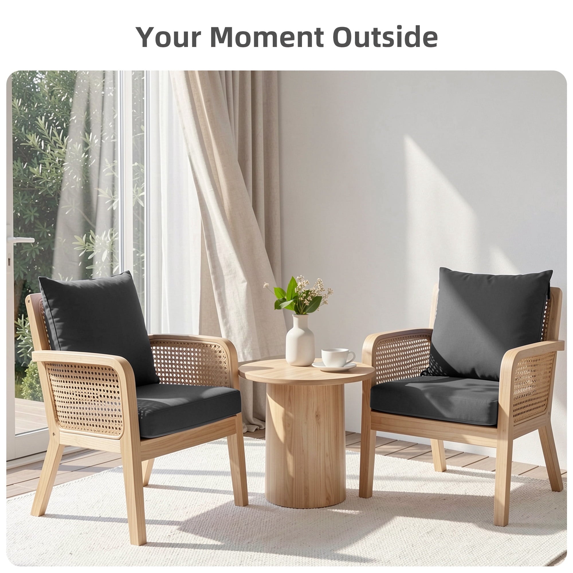 Biotree Outdoor Seat Cushions for Chairs,Waterproof Fade-Resistant Patio Furniture Replacement Cushions with Removable Cover,Gray