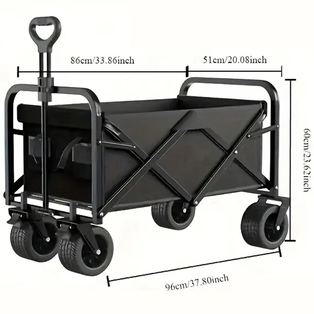 Biotree 560lbs Collapsible Folding Wagon, Heavy Duty Utility Beach Cart with 8" Wheels , Large Capacity for Camping, Beach, Shopping, Outdoor, Black