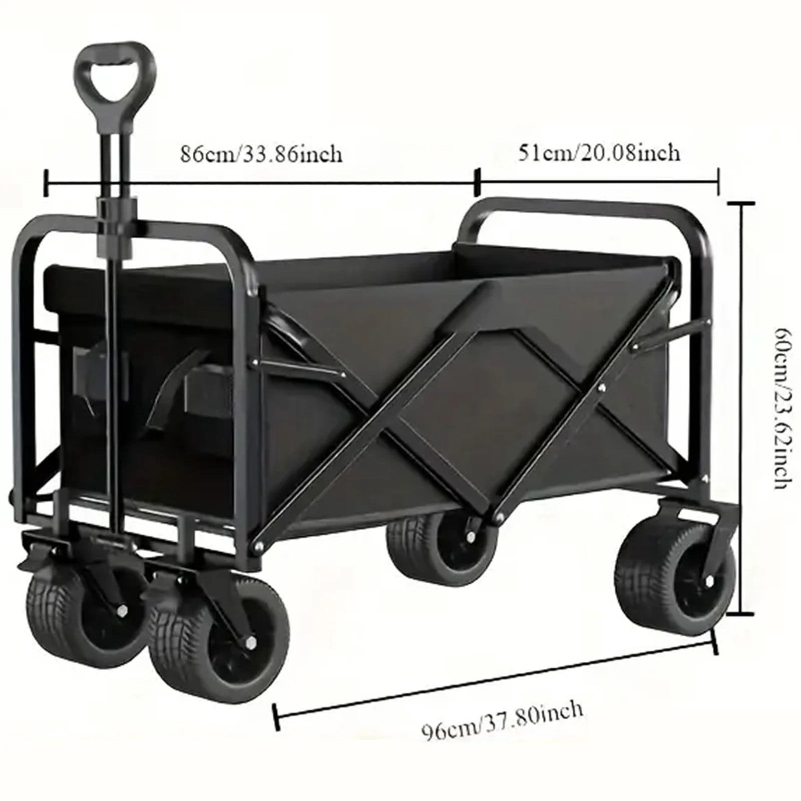 Biotree 560lbs Collapsible Folding Wagon, Heavy Duty Utility Beach Cart with 8" Wheels , Large Capacity for Camping, Beach, Shopping, Outdoor, Black