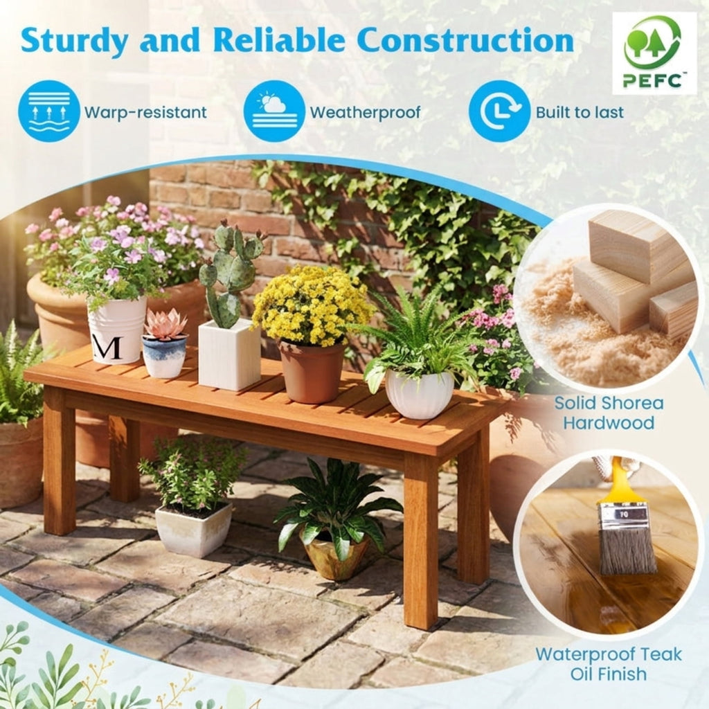 Biotree Wooden Plant Stand Outdoor Indoor Solid Wood Flower Pot Holder Display Shelf for Indoor Outdoor Patio Balcony Garden, Brown