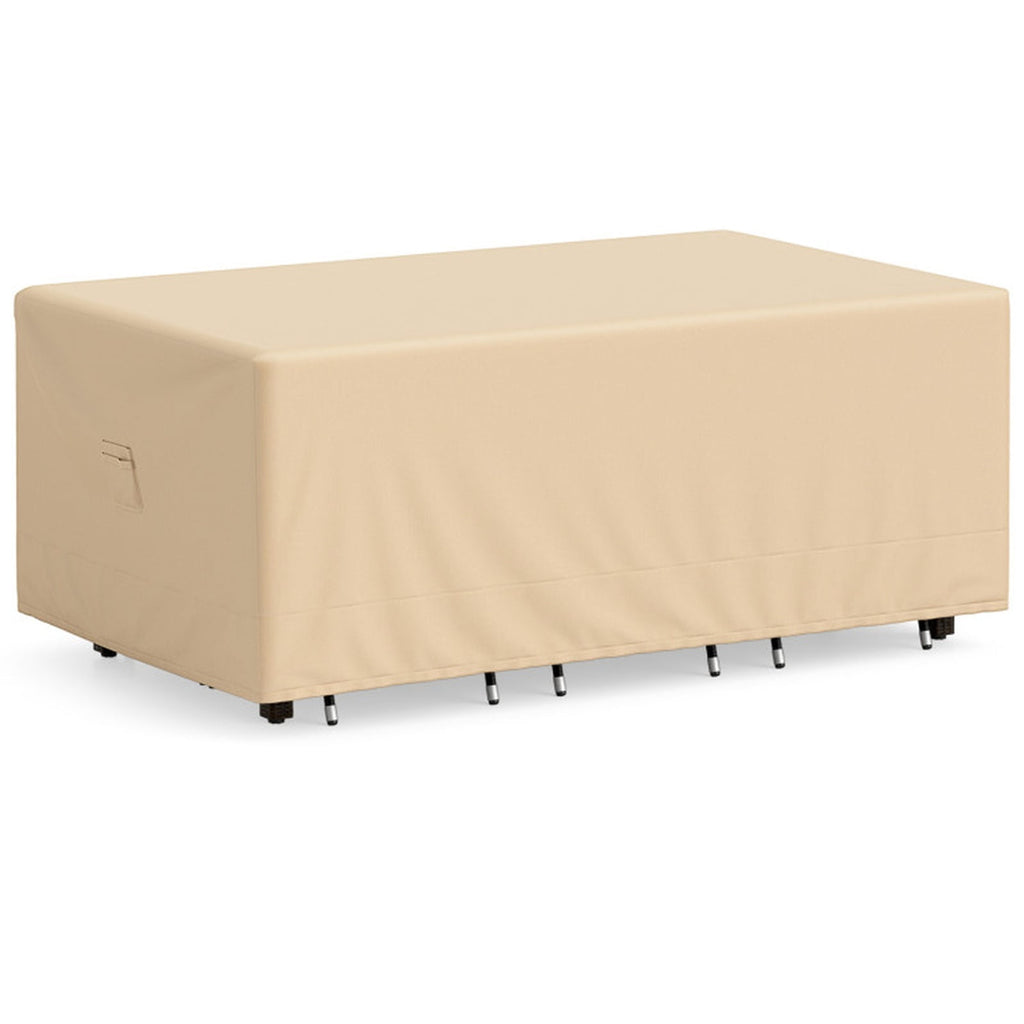 Biotree Waterproof Patio Furniture Cover with Padded Handle and Click-Close Straps Heavy Duty Outdoor Table Cover 90 x 50 x 32 Inches, Beige