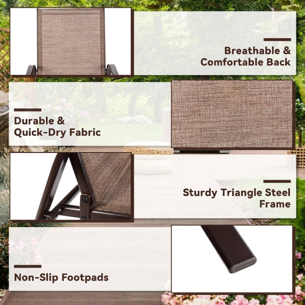 Biotree 2 Pcs Patio Chairs Outdoor Dining Chair with Armrest Stackable Patio Chair for Garden BackyardBrown