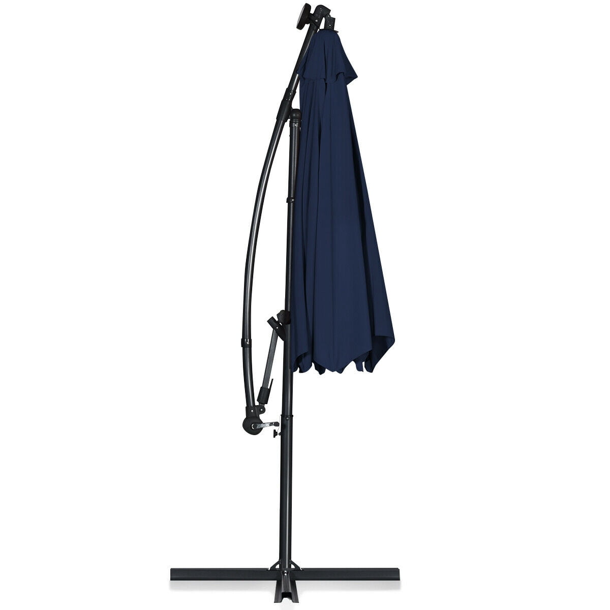 Biotree 10 ft 360¡ã Rotation Solar Powered LED Patio Offset Umbrella without Weight Base-Navy Outdoor