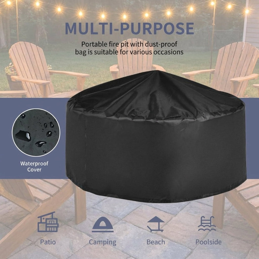 Biotree Outdoor Fire Pit with BBQ Grill and High for Outdoor Patio Backyard Garden Camping, Black