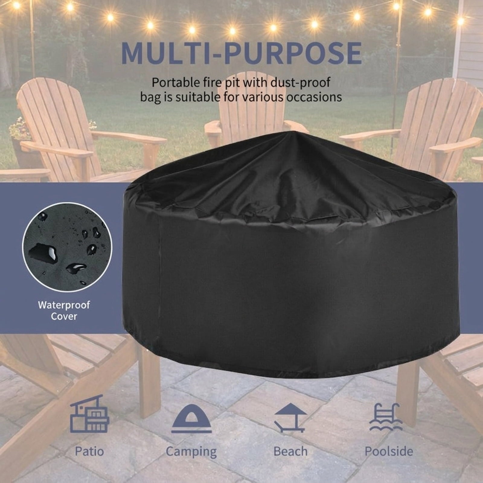 Biotree Outdoor Fire Pit with BBQ Grill and High for Outdoor Patio Backyard Garden Camping, Black