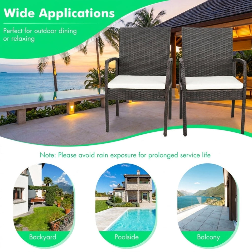 Biotree 4 Pieces Patio Wicker Dining Armchair Set with Soft Zippered Cushion-Set of 4 Stackable Patio Chair for Garden BackyardMix Brown