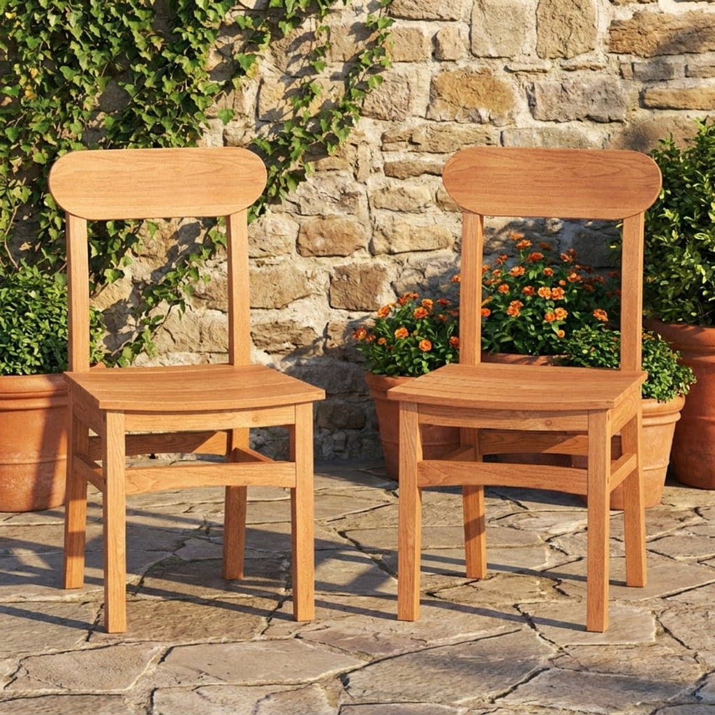 Biotree Patio Teak Wood Chair Armless Dining Chair with Slatted Seat Stackable Patio Chair for Garden BackyardNatural